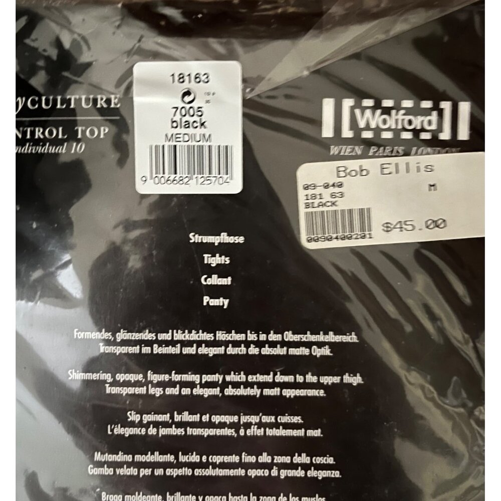 $45 NWT Wolford M Black Control Top Tights Individual 10 Body Culture 15 Den - Picture 3 of 3